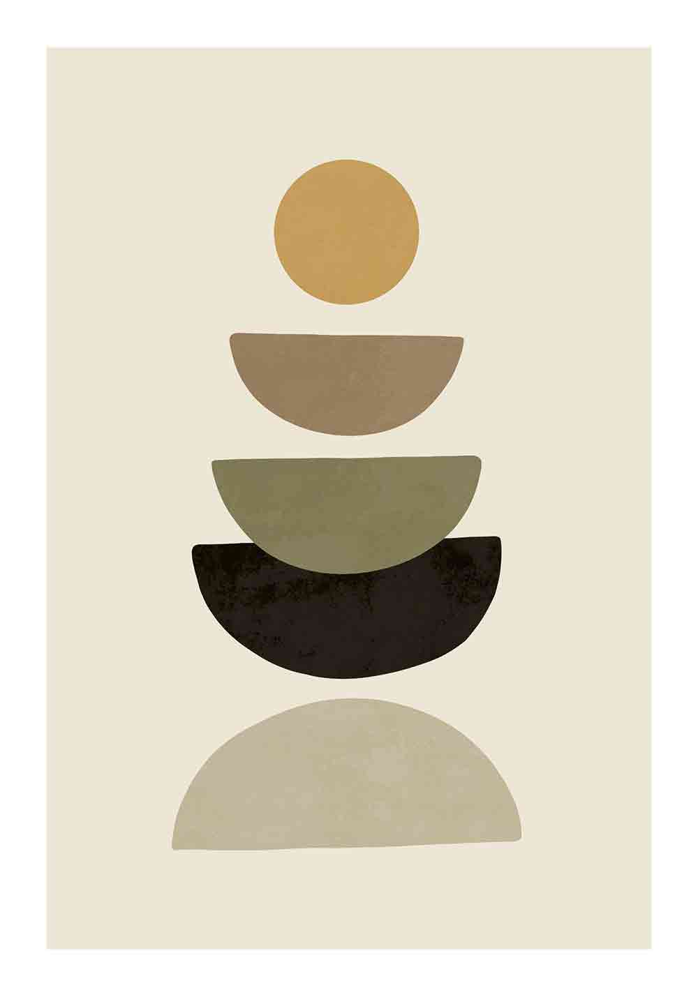 Affiche Boho minimaliste rond demi-cercles Décoration murale bureau