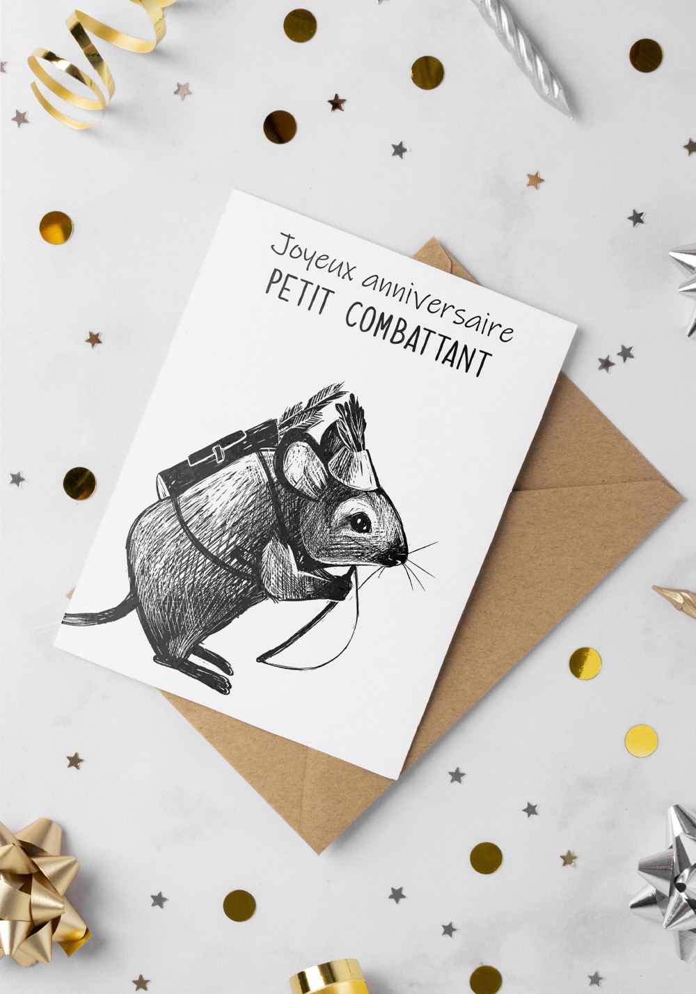 Joyeux anniversaire enfant carte double souris - Artcamia