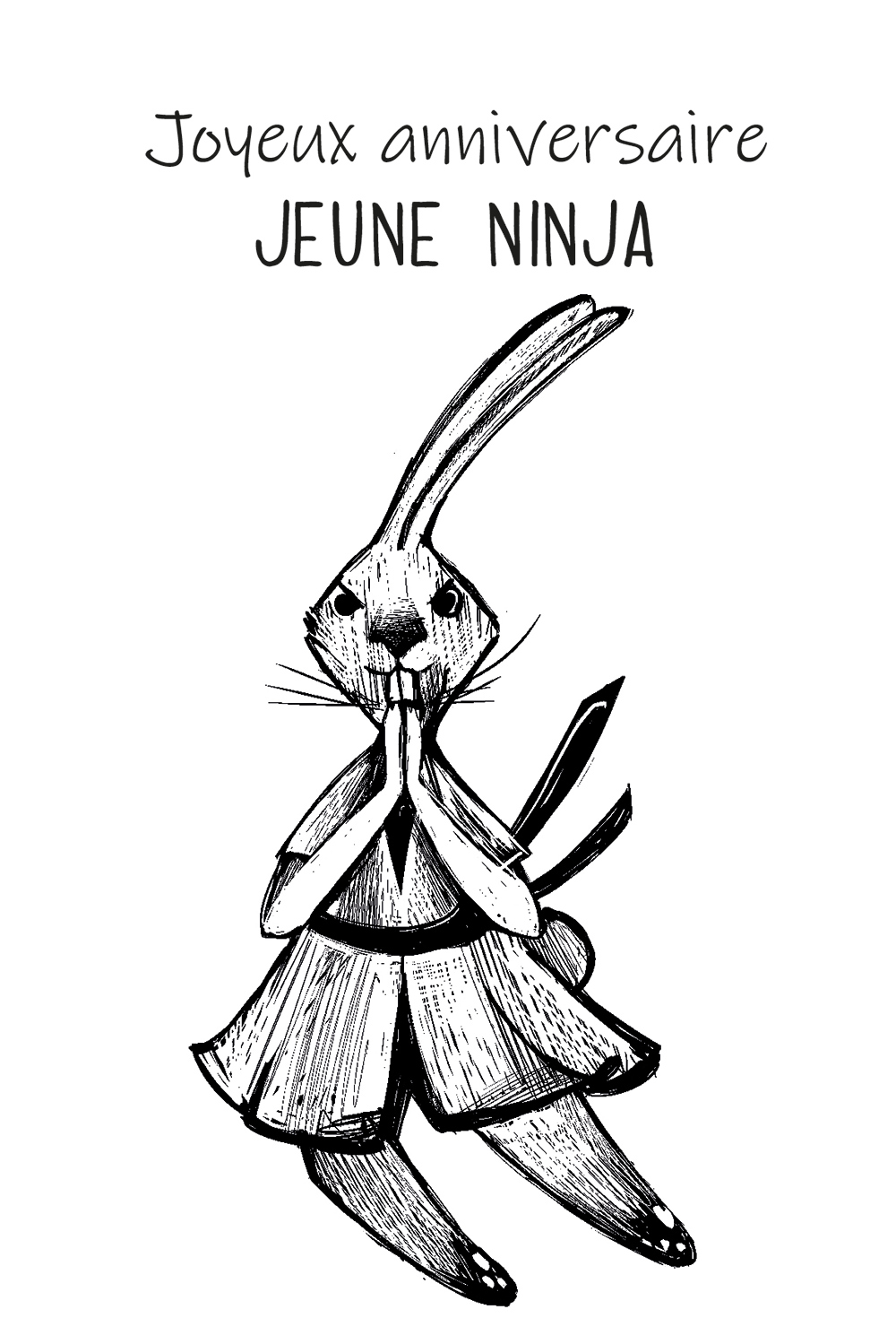 Carte anniversaire pour les garçons jeune Ninja