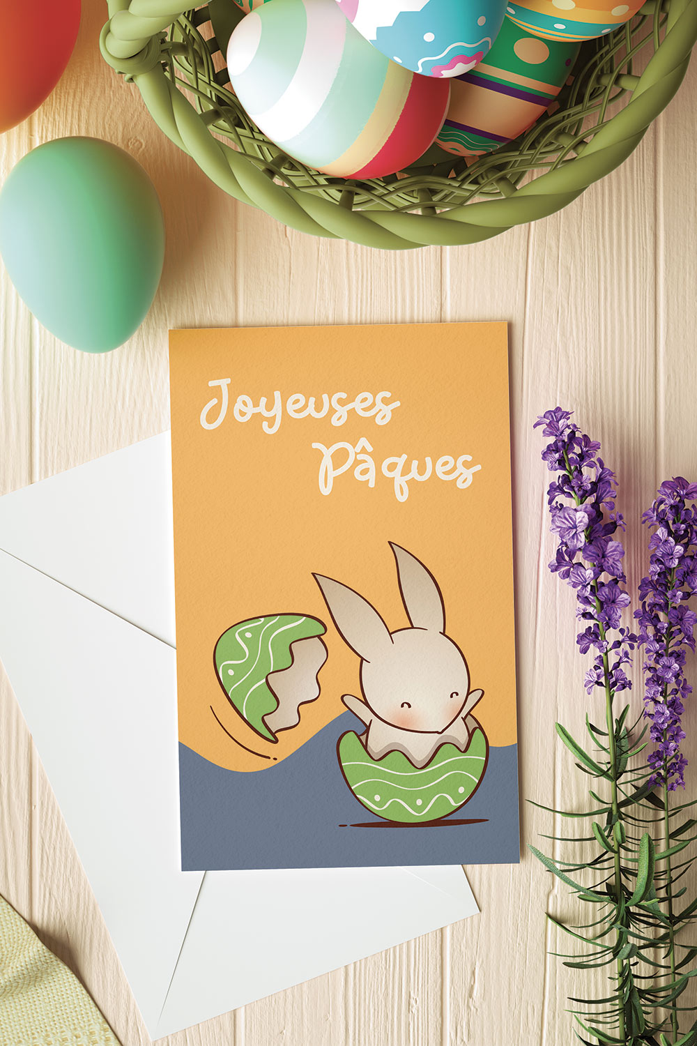 Carte anniversaire petite fille - Dessin lapin - Artcamia