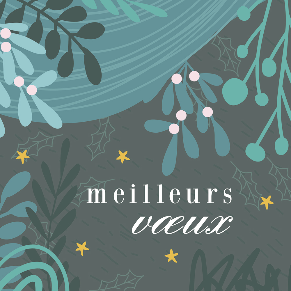 Carte meilleurs vœux florale 15x15 cm