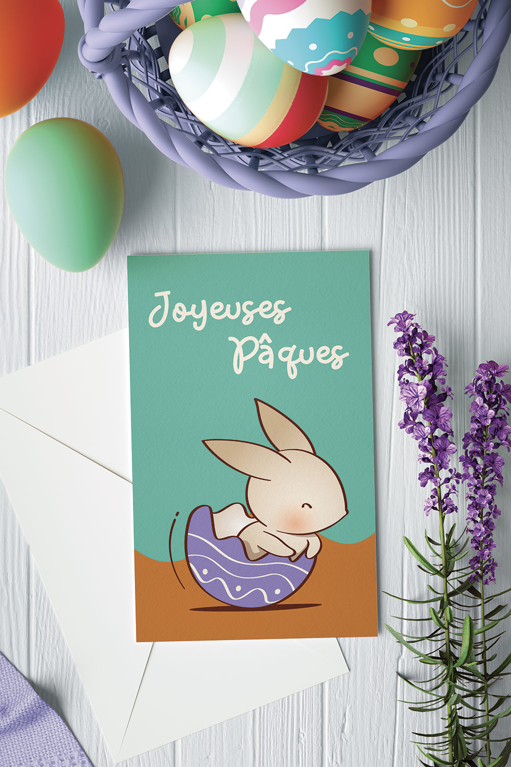 Carte oeuf violet lapin Artcamia