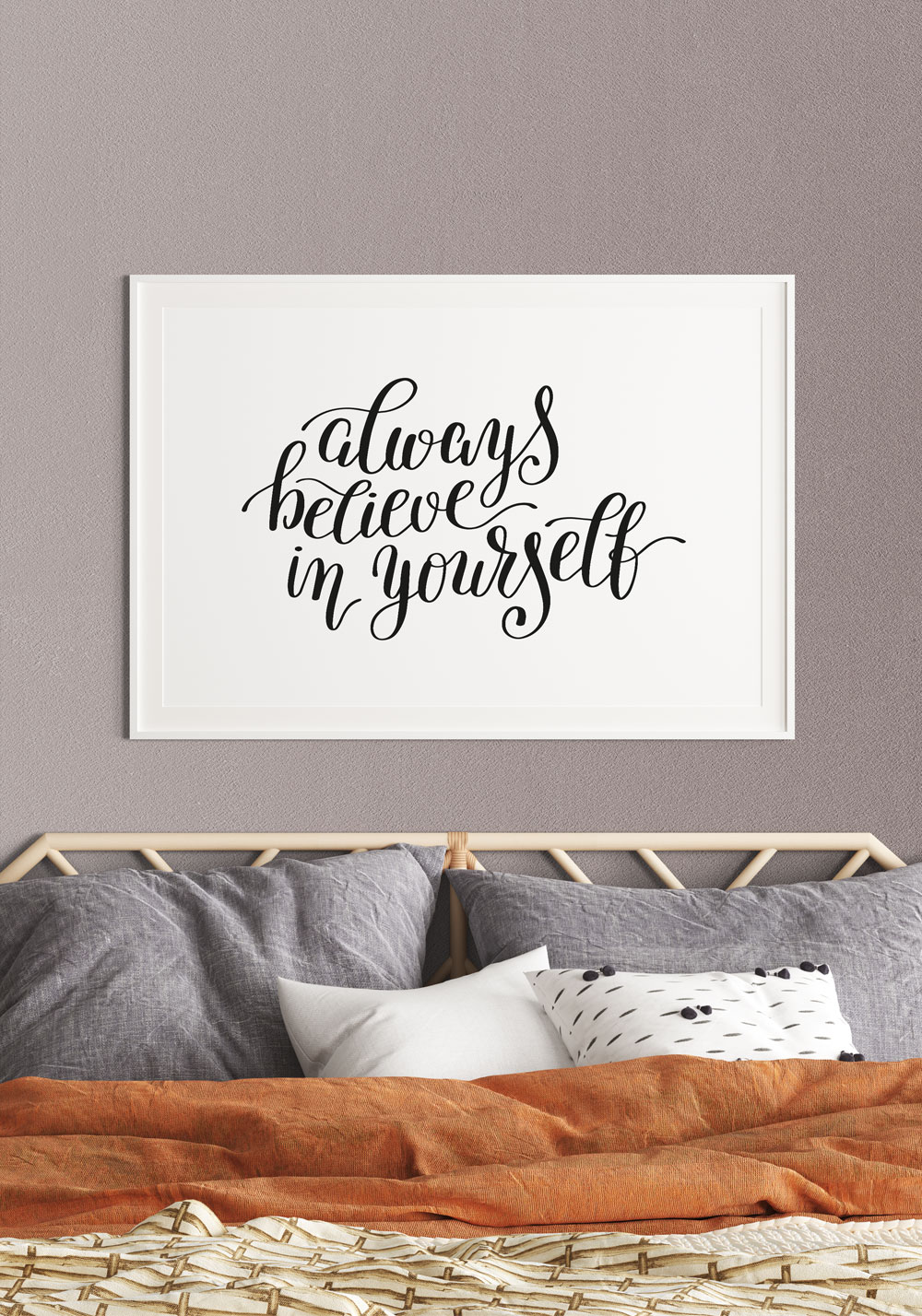 Citation typographique always believe in yourself Poster Artcamia