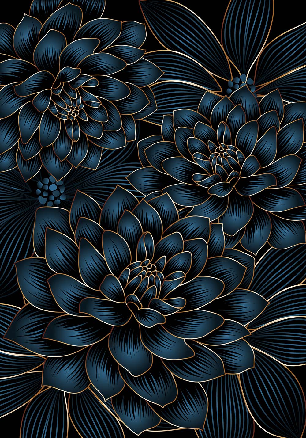 Affiche fleurs Dahlia bleu grandes extérieur Décoration murale