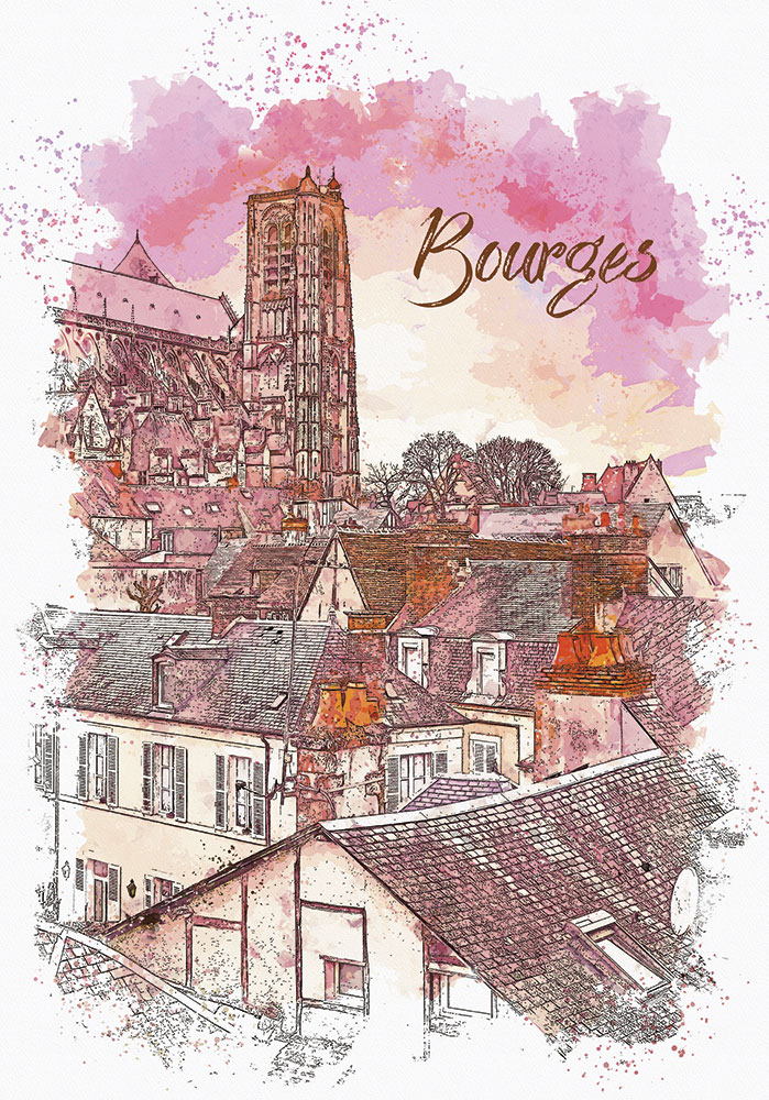 Décoration murale Bourges capitale du Berry Affiche murale entrée