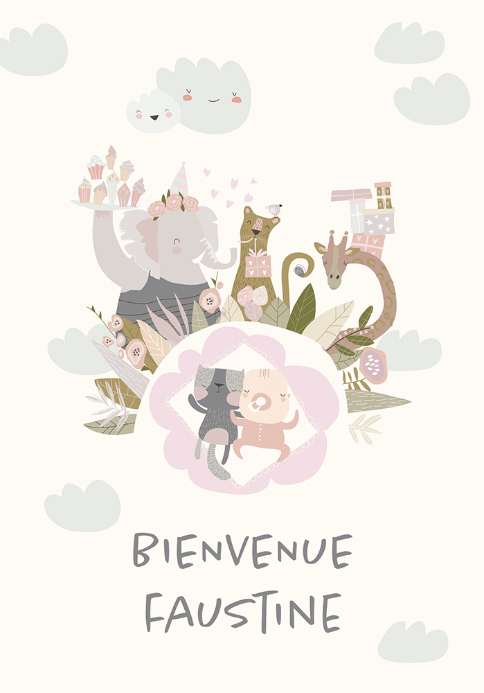 Set 3 affiches Personnalisées Décoration Chambre Bébé Animaux de la Savane