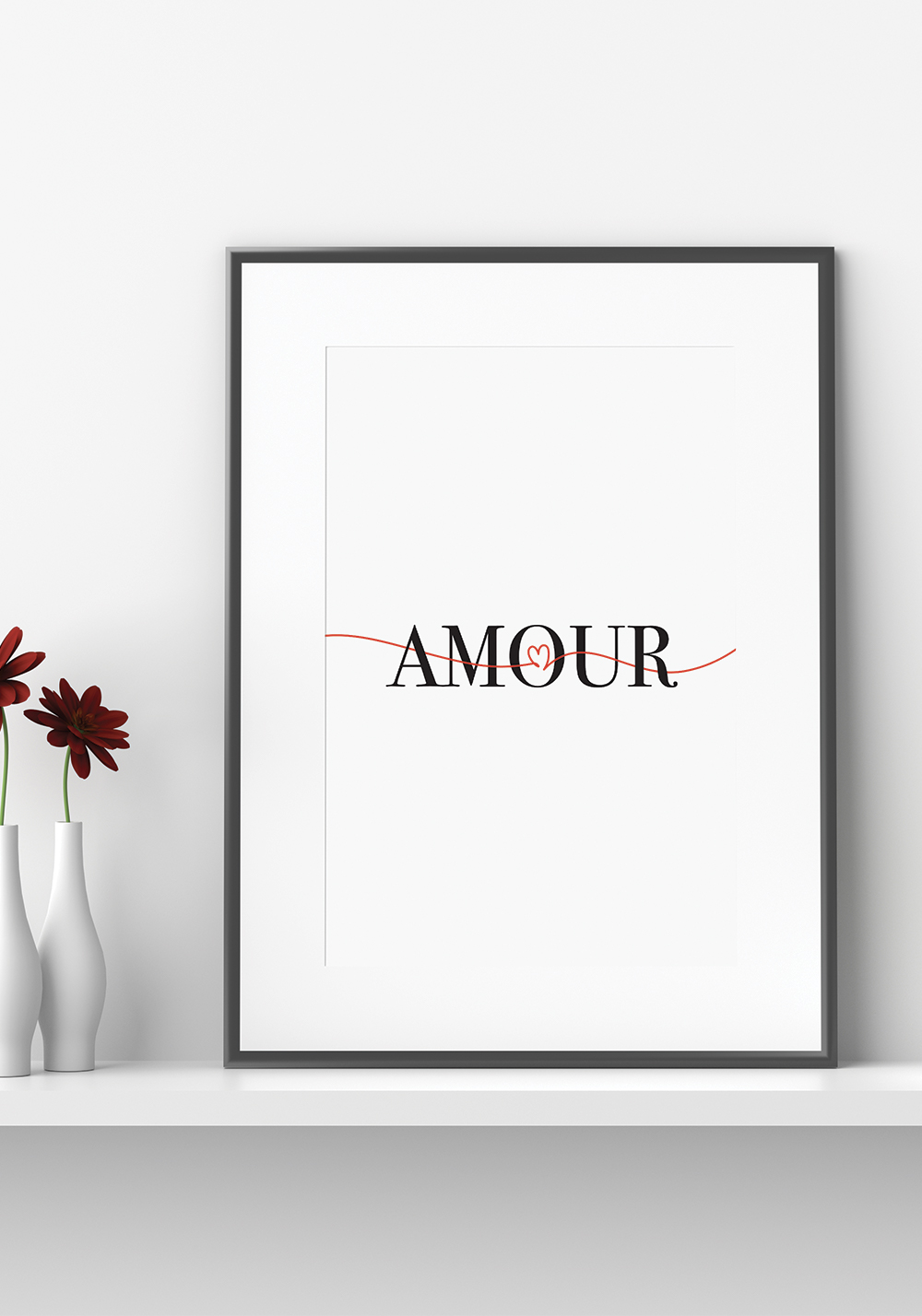 Affiche amour moderne Poster romantique coeur - Artcamia