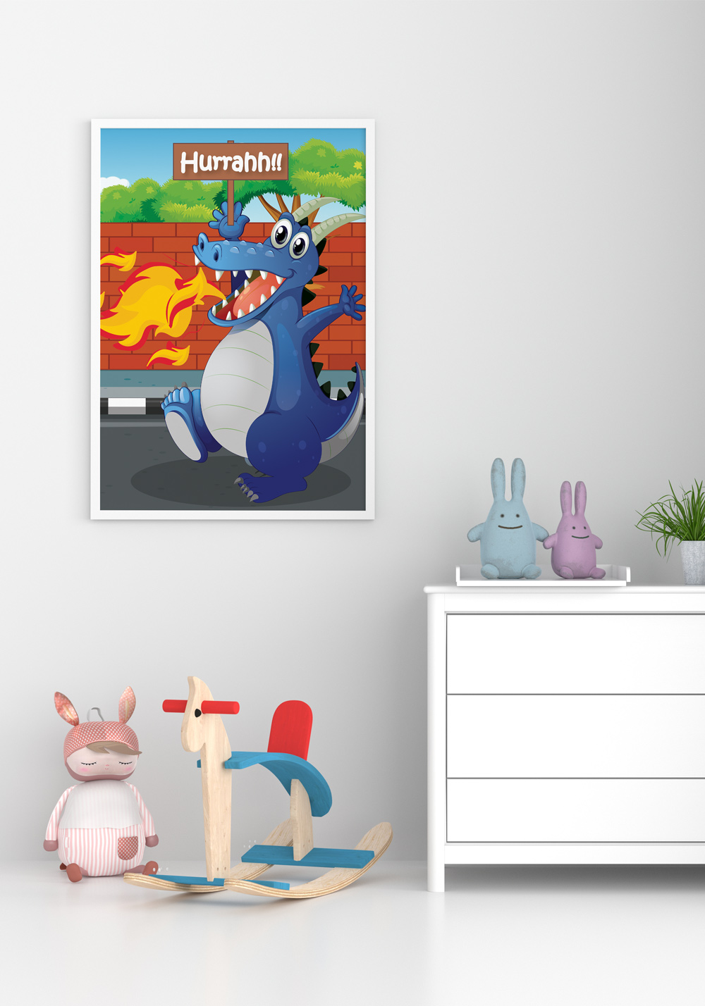 Dragon bleu content Affiche chambre enfant