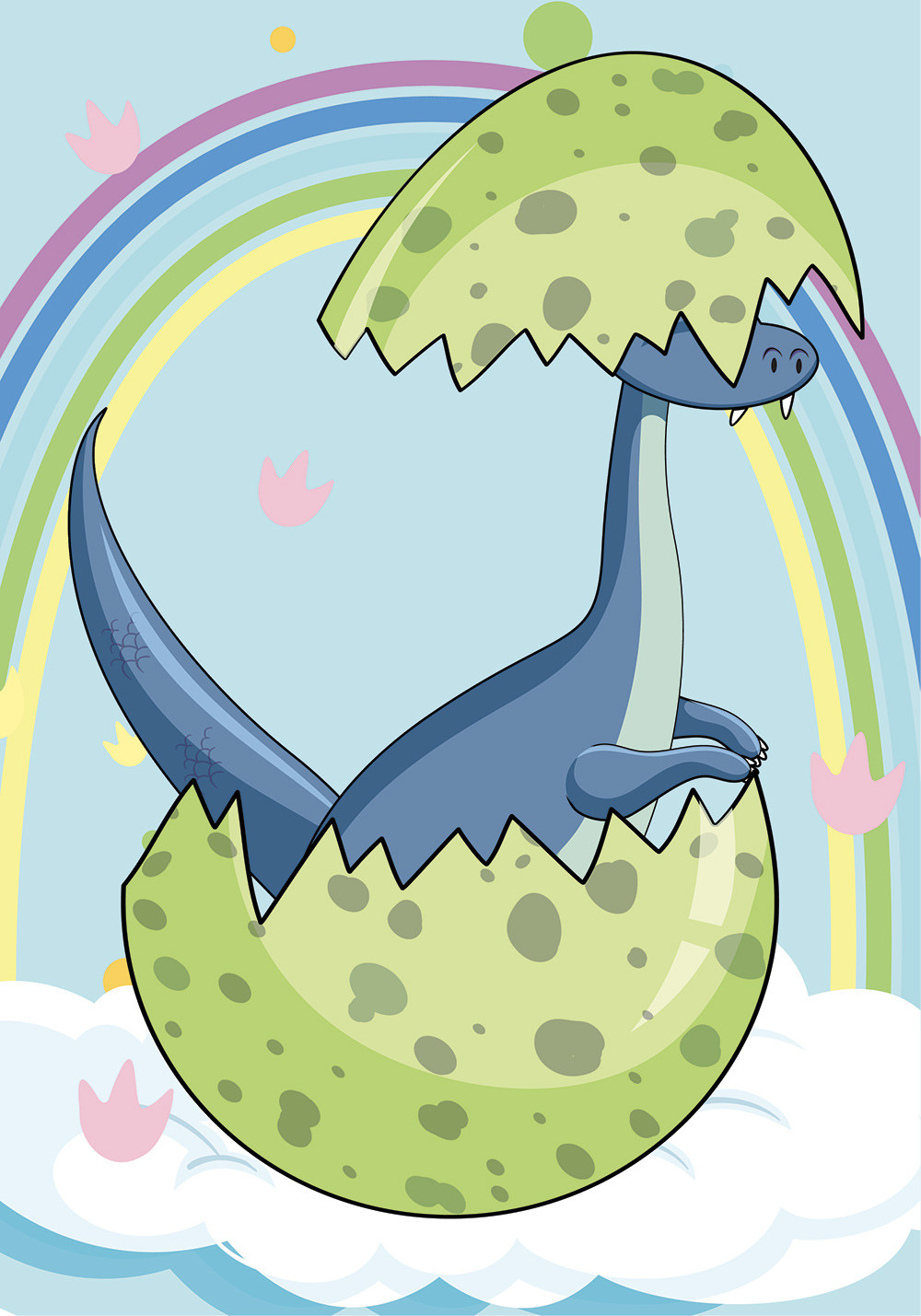 Affiche dinosaure enfant œuf arc-en-ciel Décoration chambre bébé
