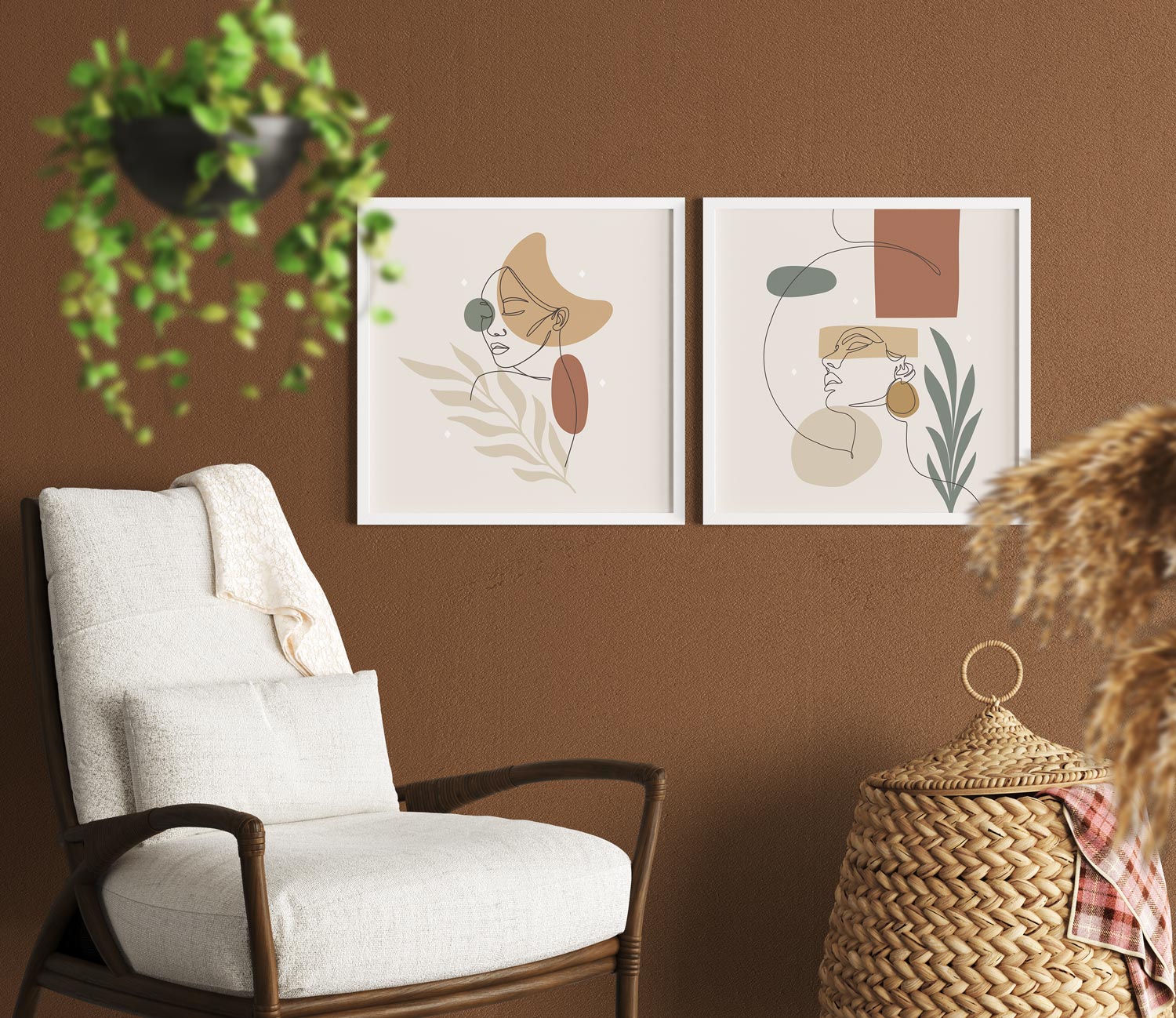 Duo posters boho visages simples Duo posters boho visages simples