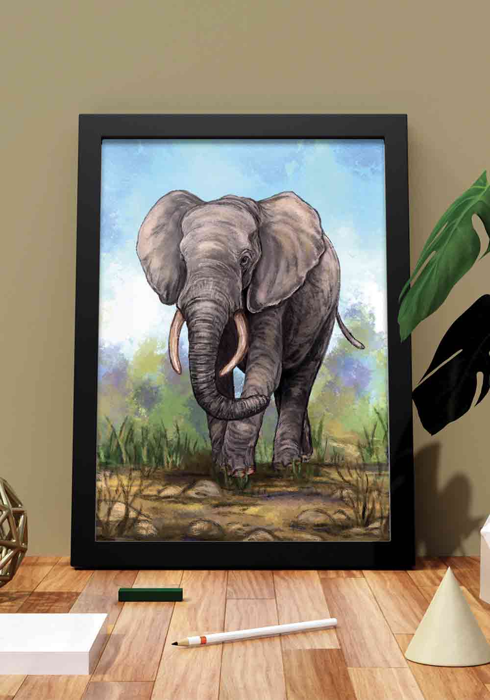 Éléphant protégé en voie d'extinction Affiche Artcamia