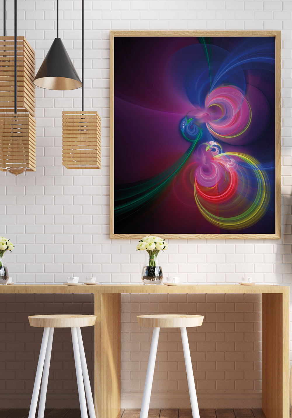 Eyefish Fractal couleurs multicolores Affiche salon