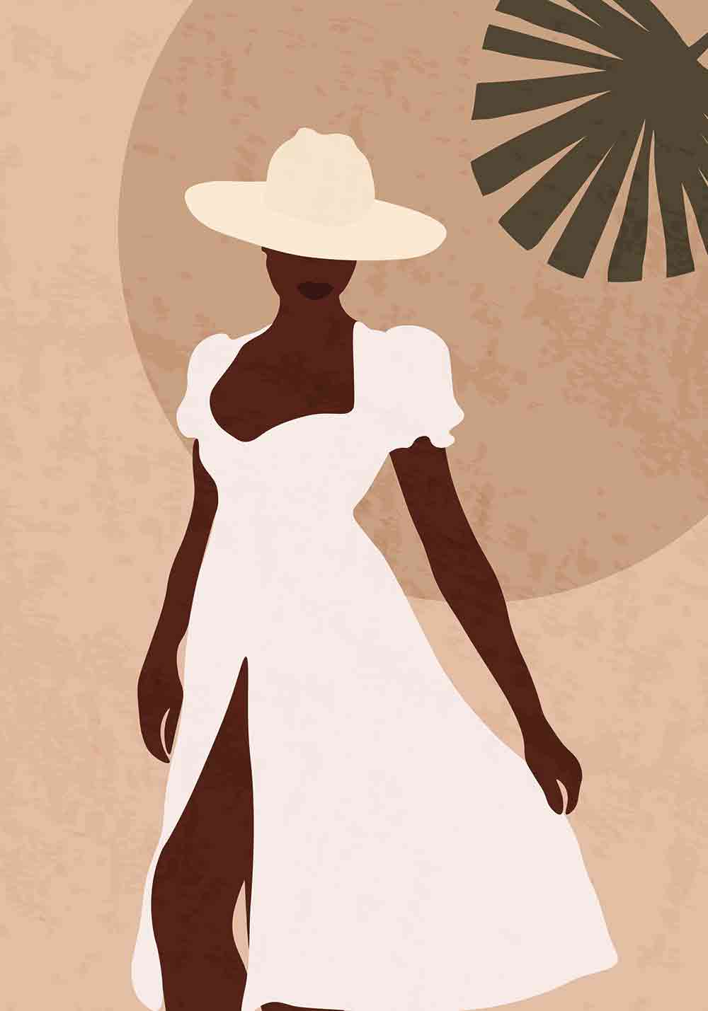 Art boho affiche femme séance photos style boho minimaliste chapeau été poster mural bureau