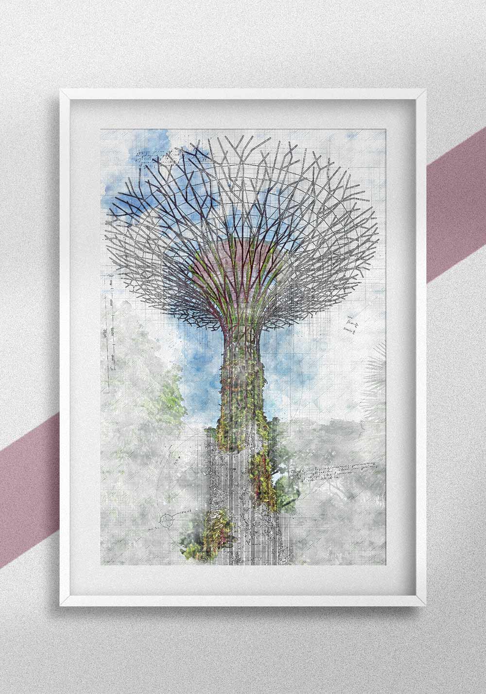 Forêt artificielle Singapour Poster Artcamia