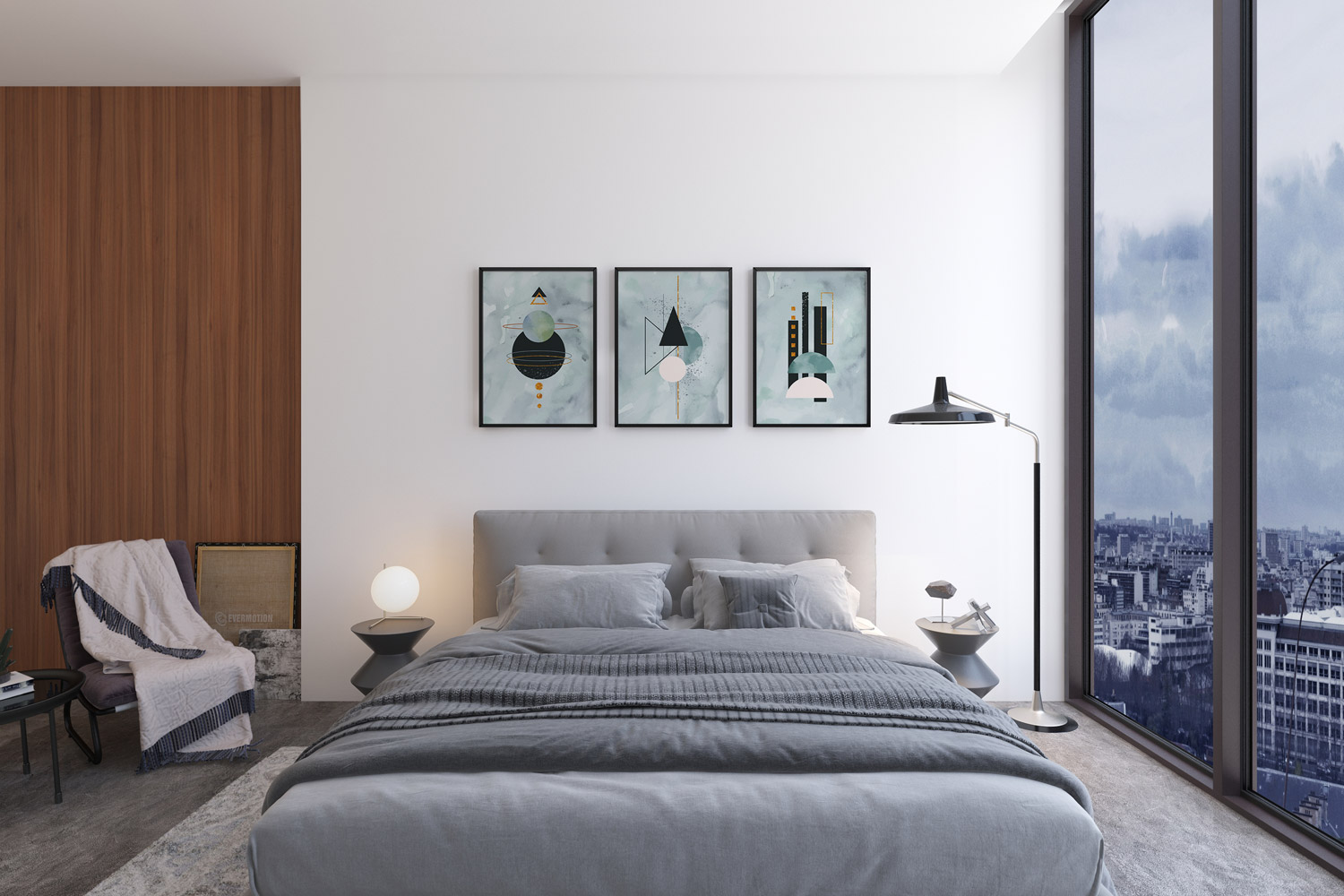 Triptyque posters formes géométriques abstraits