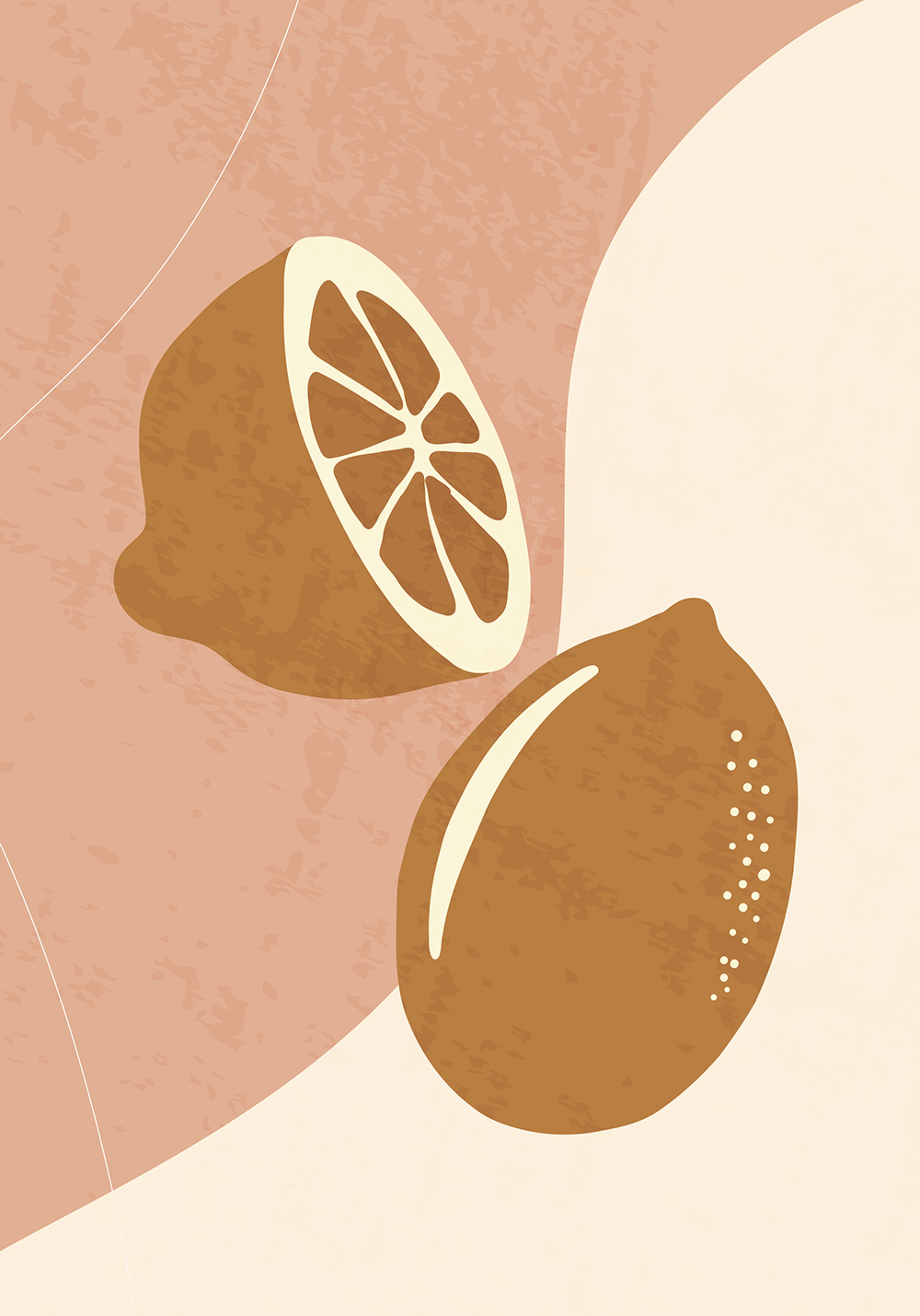 Poster boho citron agrumes arbre citronnier Décoration murale