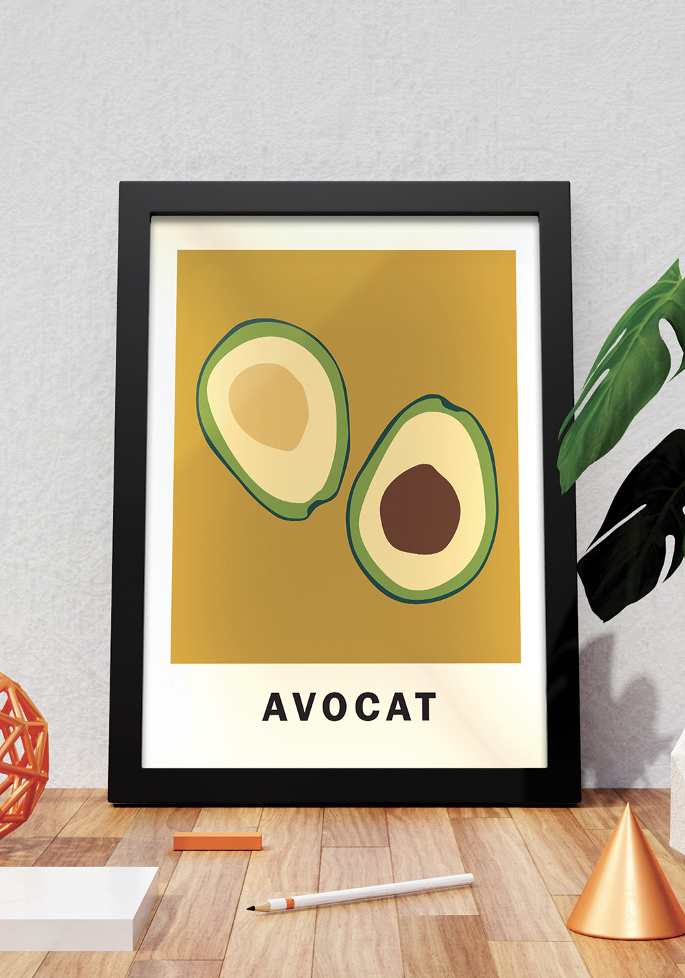 Illustration fruit avocat vert minimaliste Affiche mural Artcamia