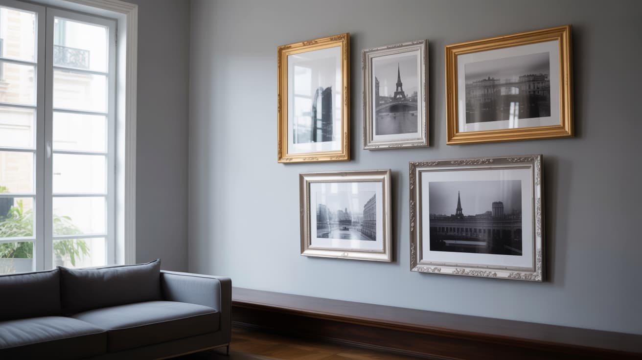 comment disposer 5 cadres sur un mur