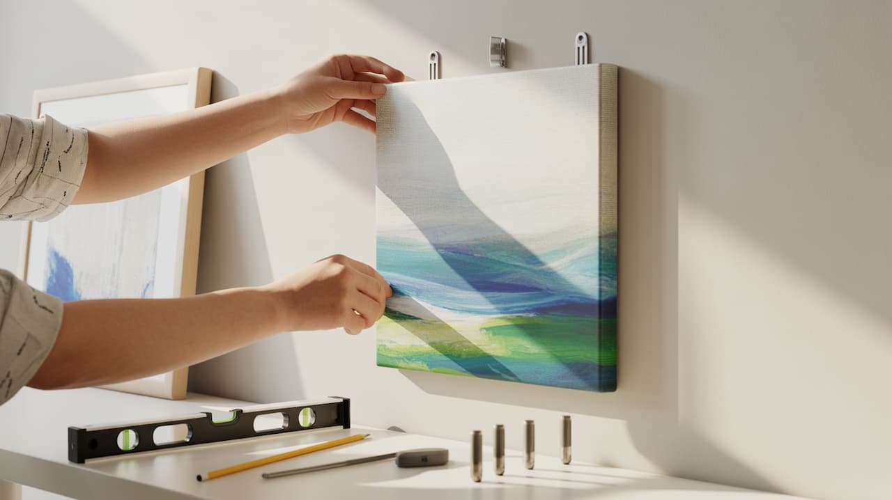 Comment accrocher une toile sans cadre