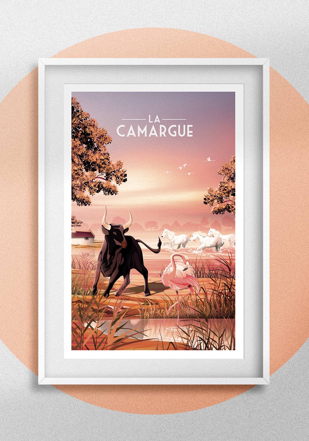 La camargue affiche murale delta du rhône zone humide artcamia