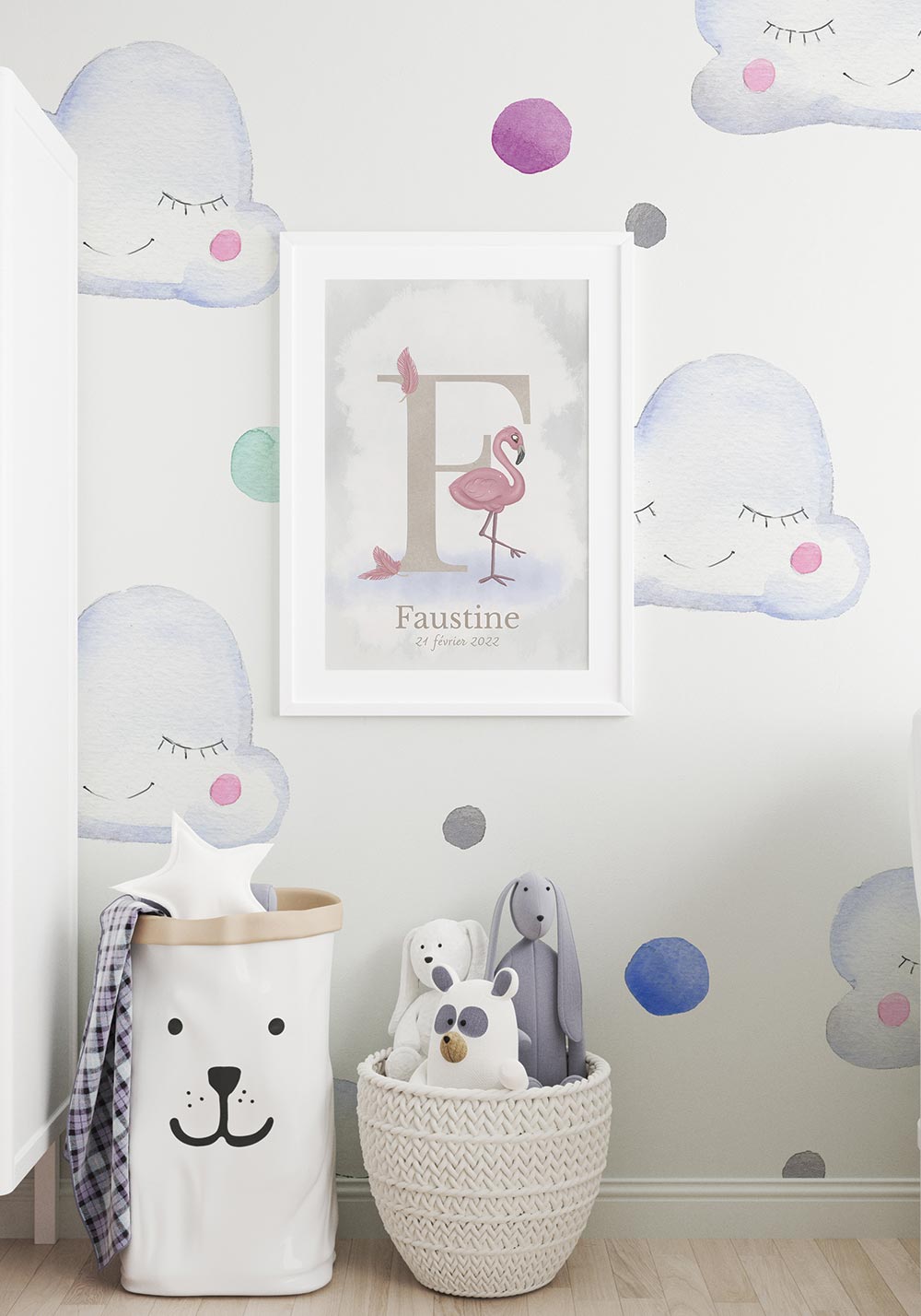 Lettre alphabet F affiche personnalisable prénom bébé Artcamia