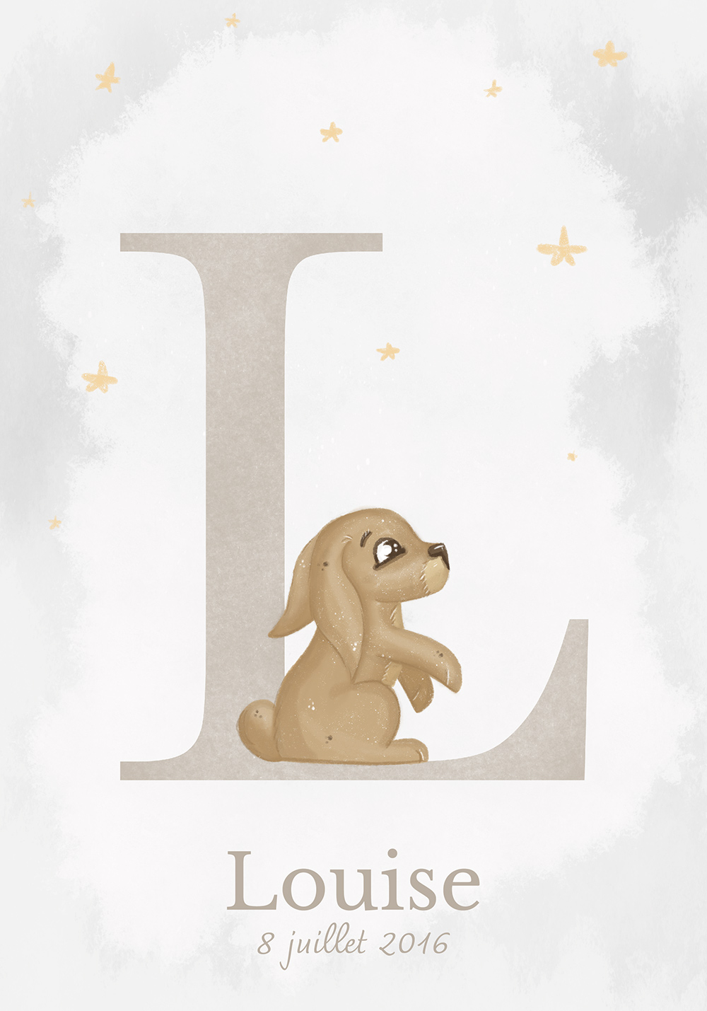 Affiche personnalisable prénom enfant lettre L Décoration murale chambre bébé