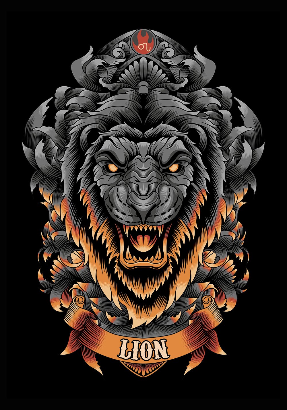 Affiche Lion signe astrologique le cinquième Décor mural