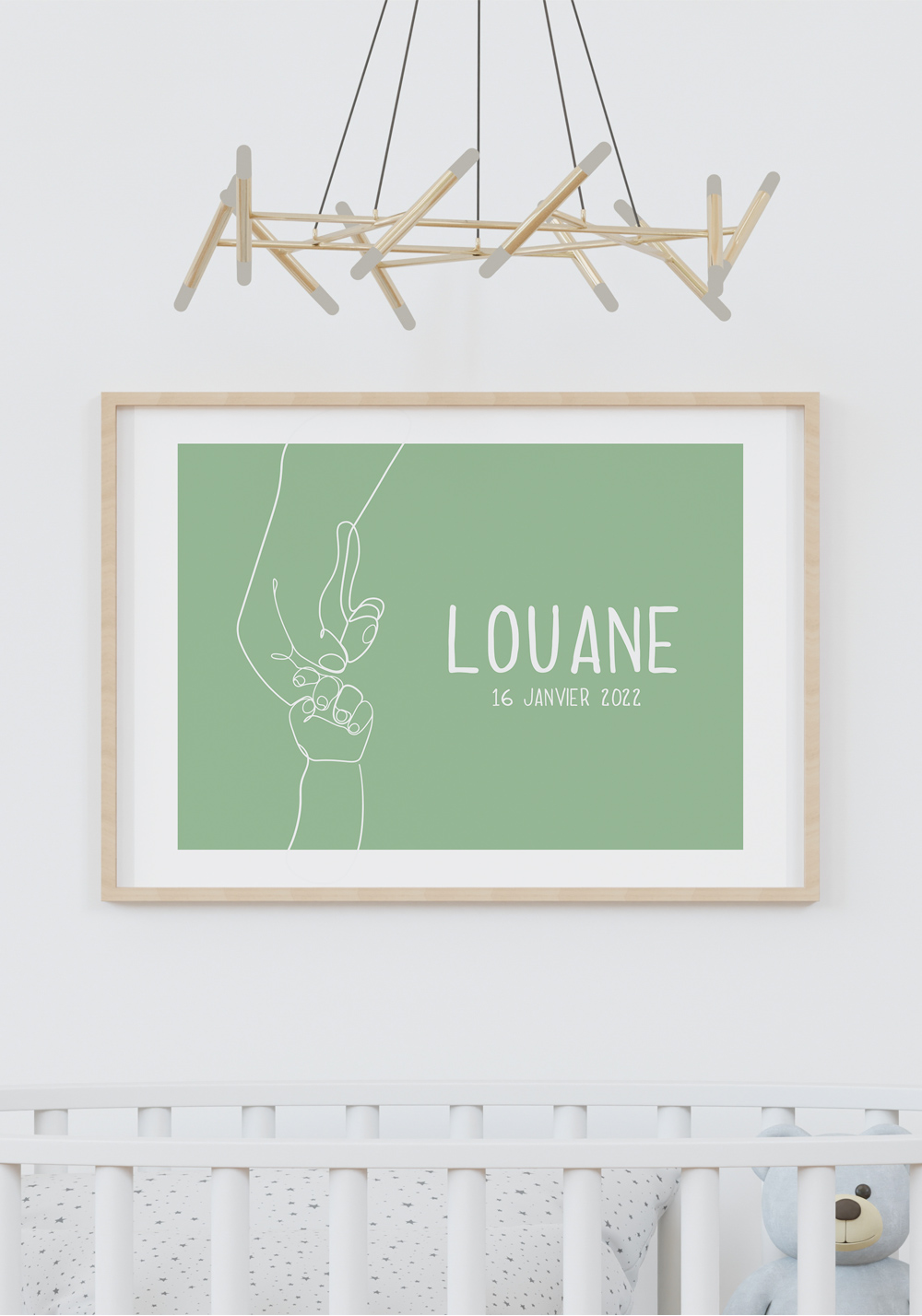 Mains amour naissance cadeau Affiche chambre d'enfant