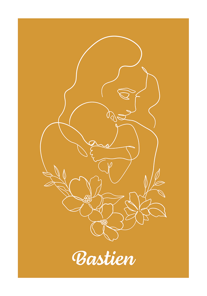 Maman avec bébé cadeau de naissance affiche personnalisée Artcamia
