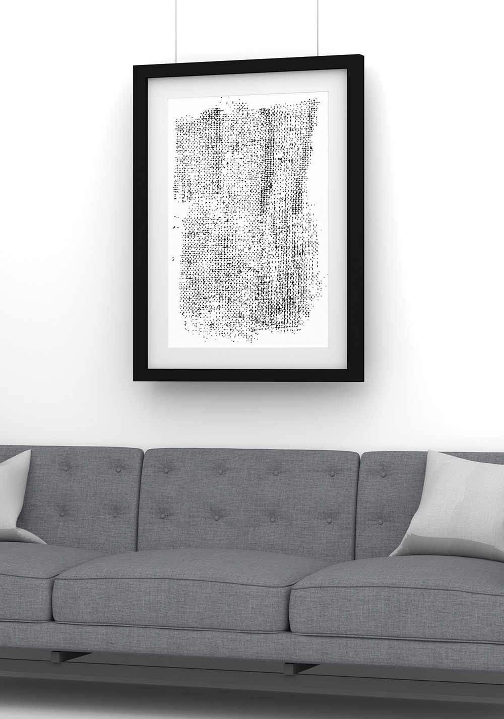 Motif noir et blanc simple abstrait points Affiche mural hall Artcamia