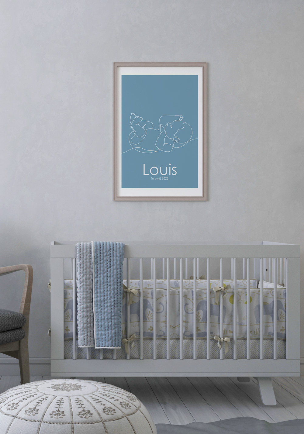 Naissance garçon poster personnalisable prénom Affiche chambre d'enfant