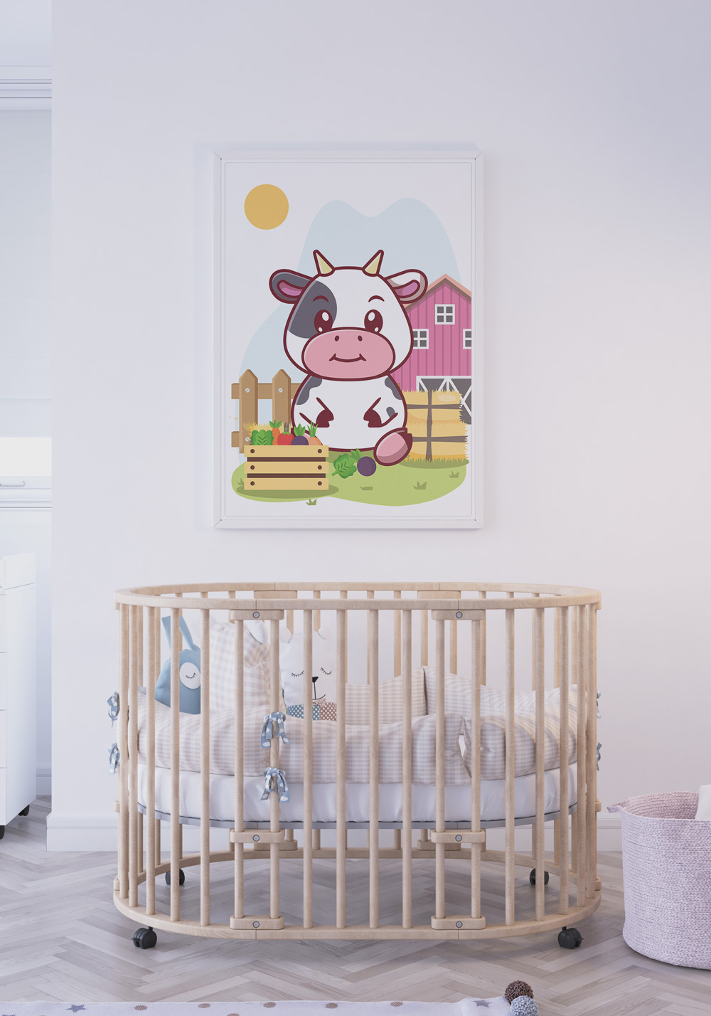 Petite vache dessin enfant Affiche chambre bébé