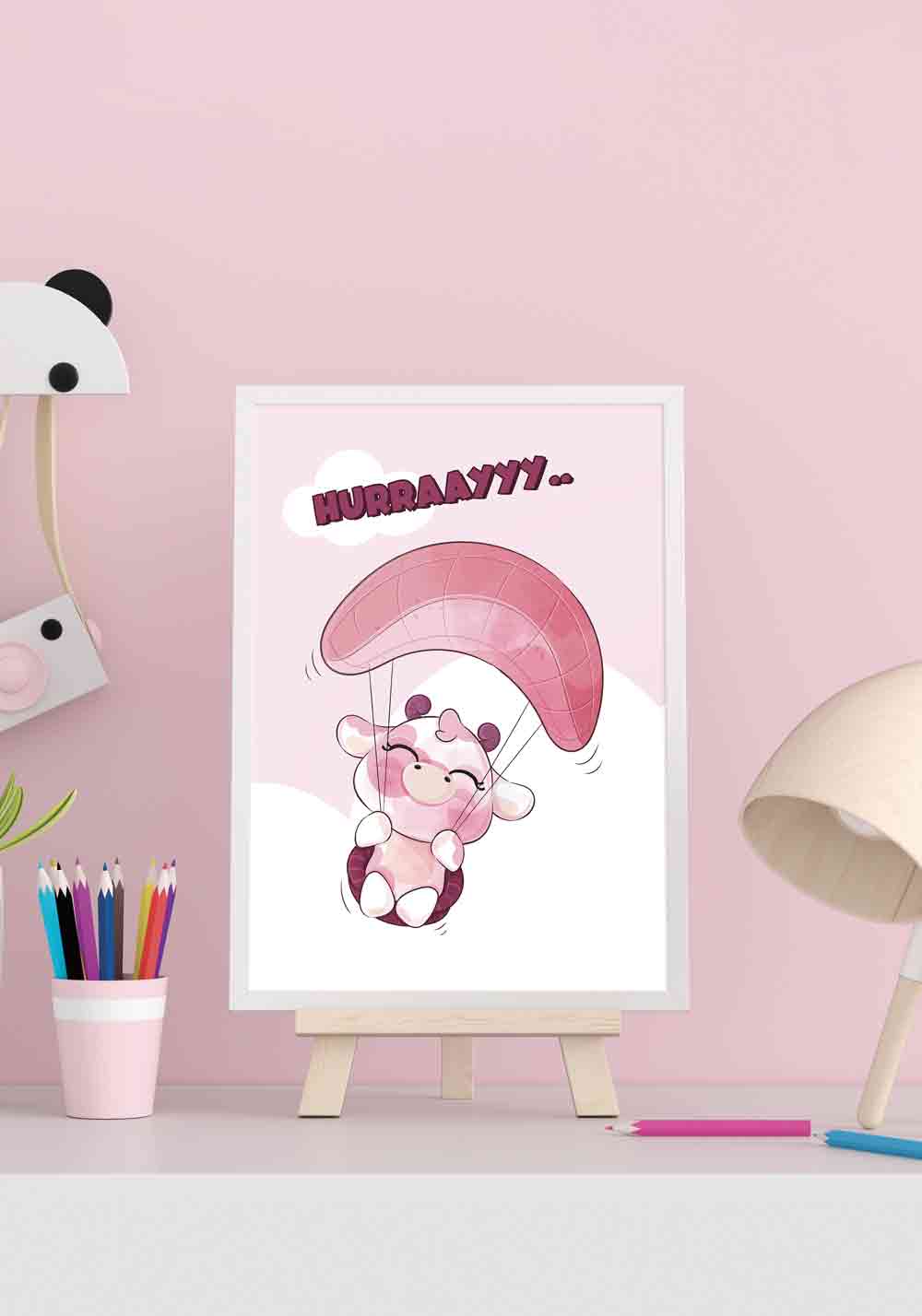 Petite vache mignonne mascotte enfant Affiche murale chambre Artcamia