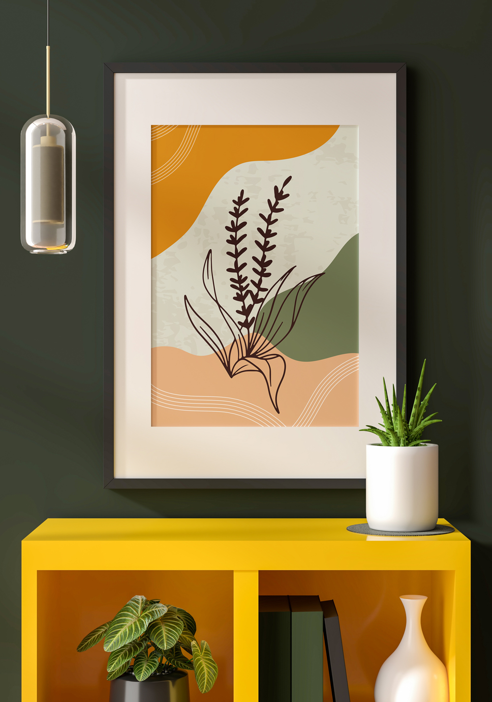 Plante Boho Line art Affiche chambre