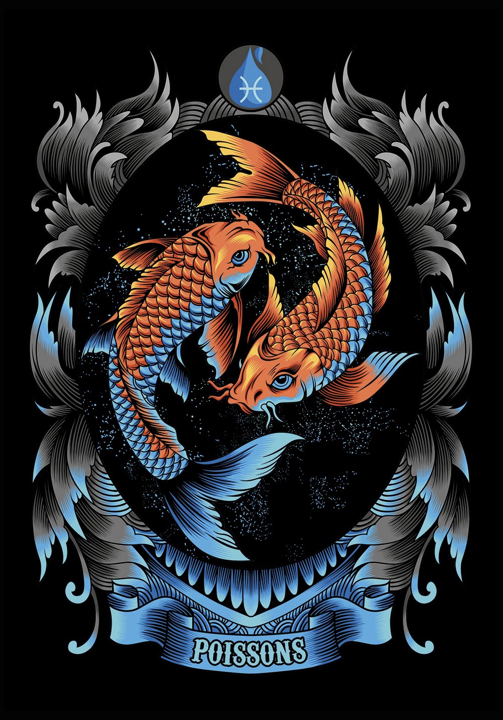 Affiche signe astrologique Poissons douzième signe du zodiaque Affiche chambre