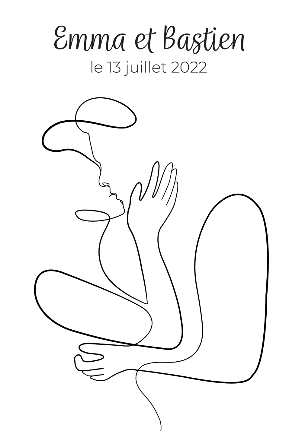 Affiche couple amoureux en line art