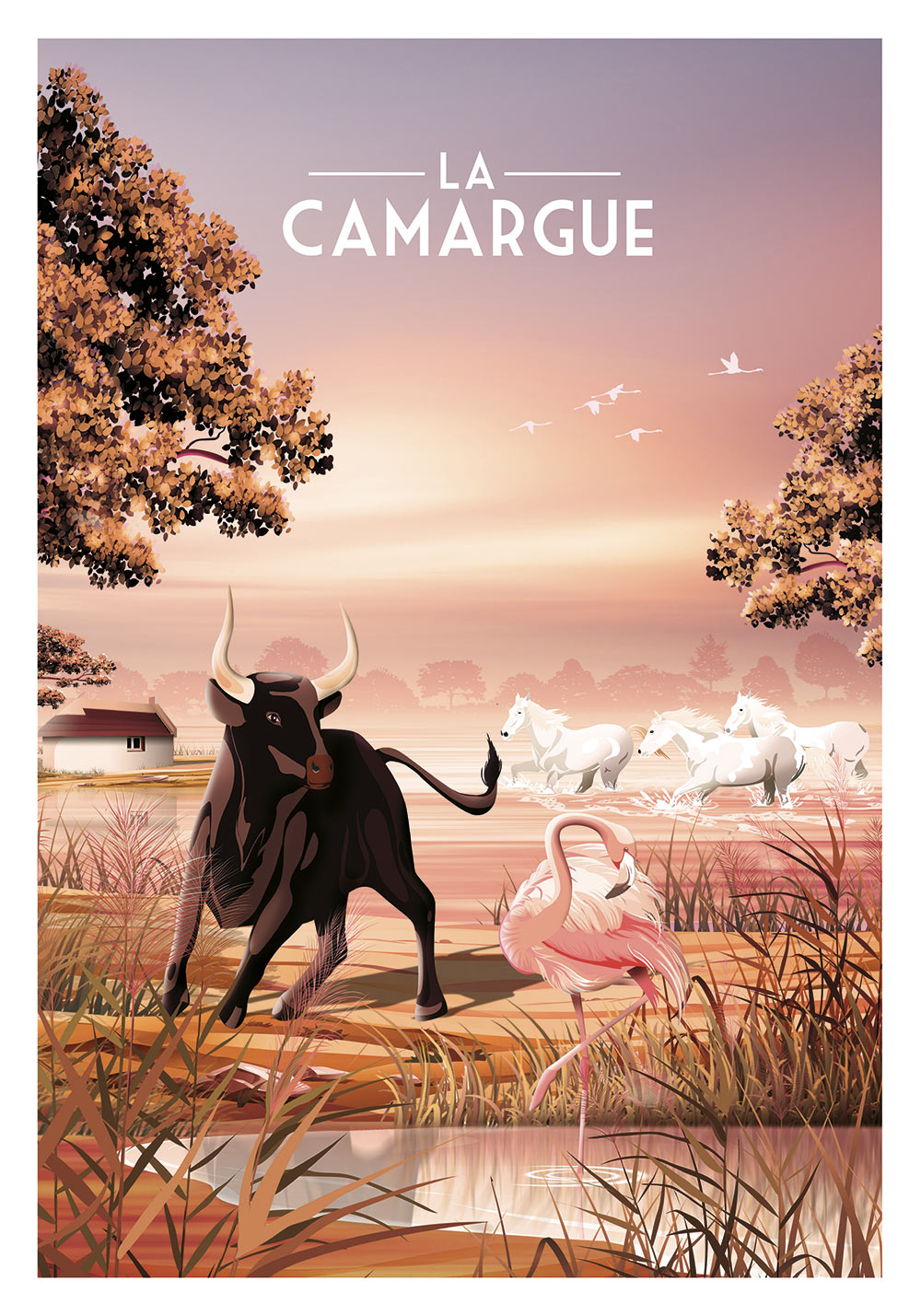 Poster camargue parc naturel régional affiche murale mer