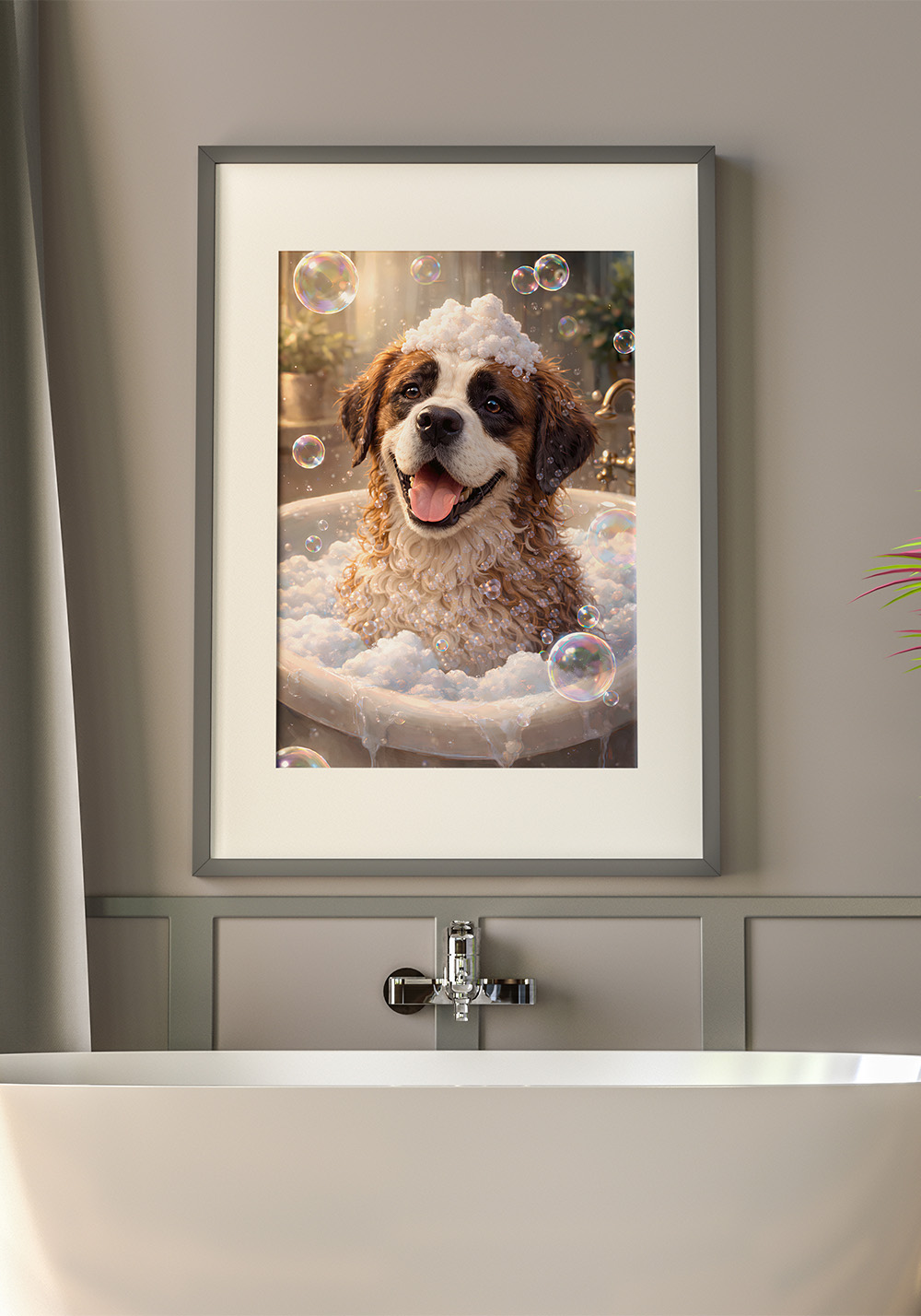 Poster chien salle de bain