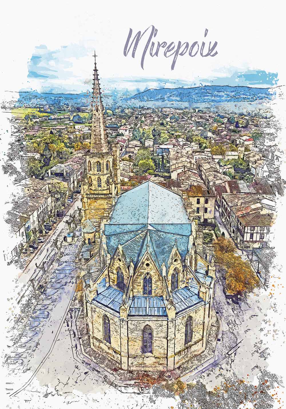 Poster Mirepoix Cathédrale de Saint-Maurice Affiche cuisine