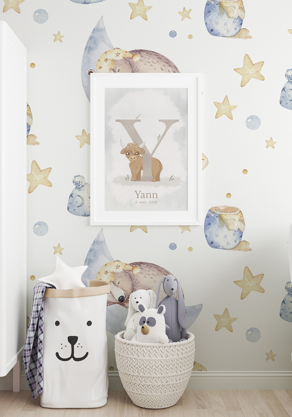 Poster personnalisable pour enfant lettre Y Yack Poster mural chambre berceau Artcamia