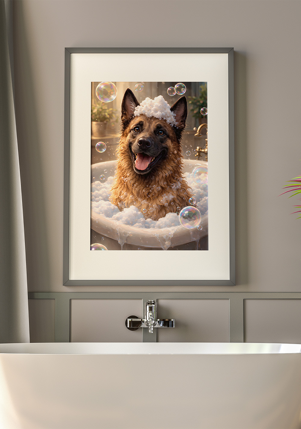 Poster salle de bain chien