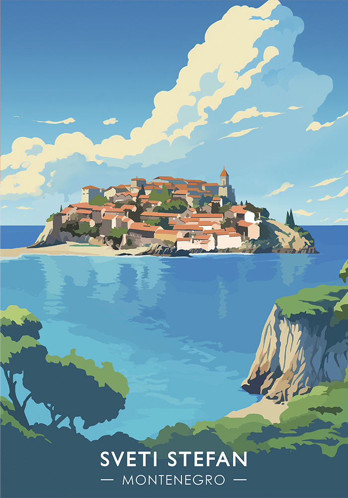 Poster Sveti Stefan Affiche Monténégro