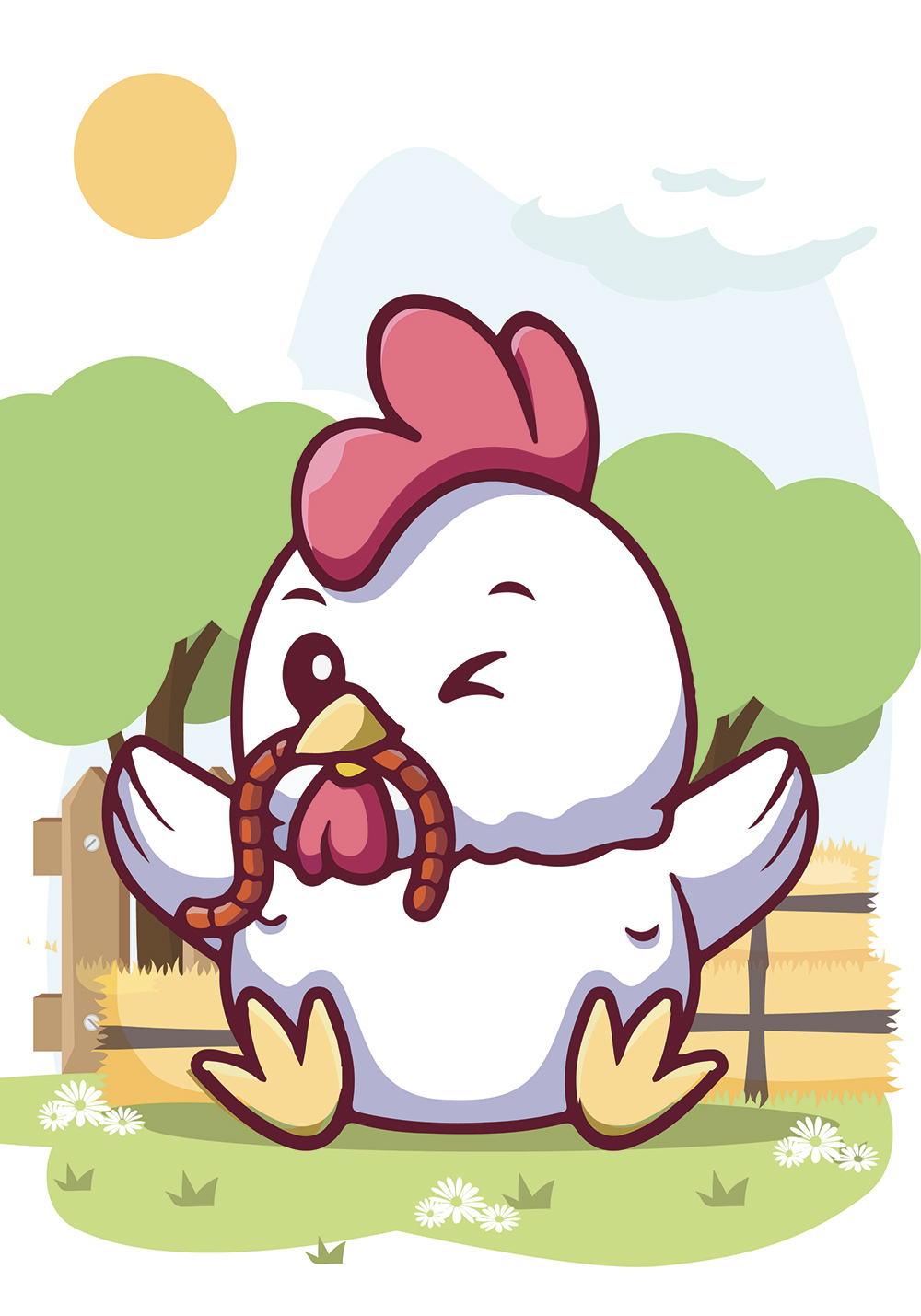 Coq dessin enfant nature ferme Affiche