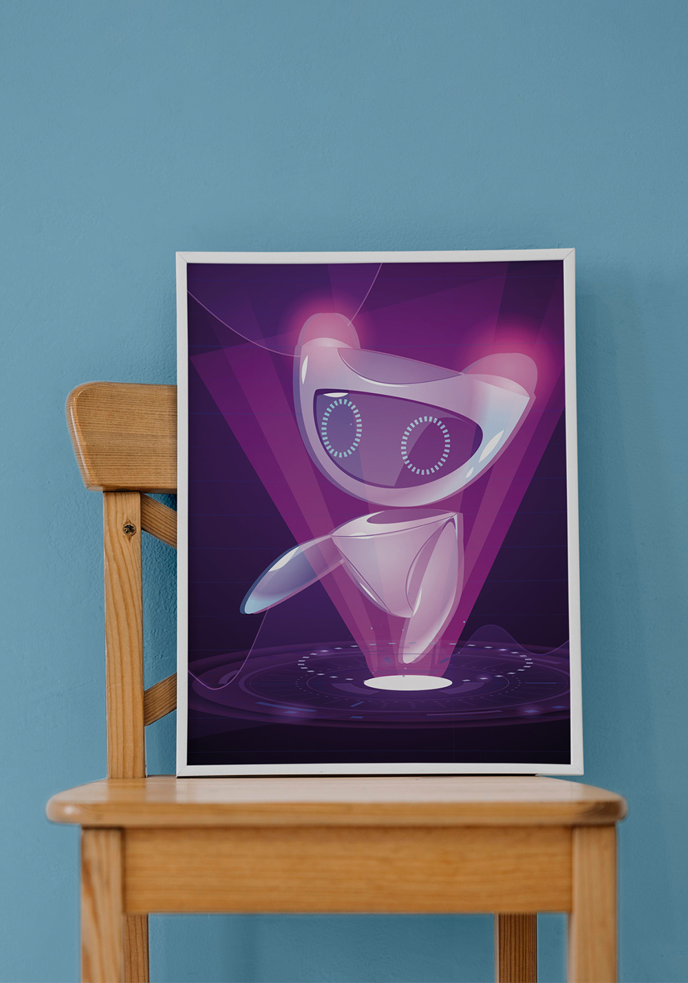 Robot femelle dessin animé futuriste Affiche chambre