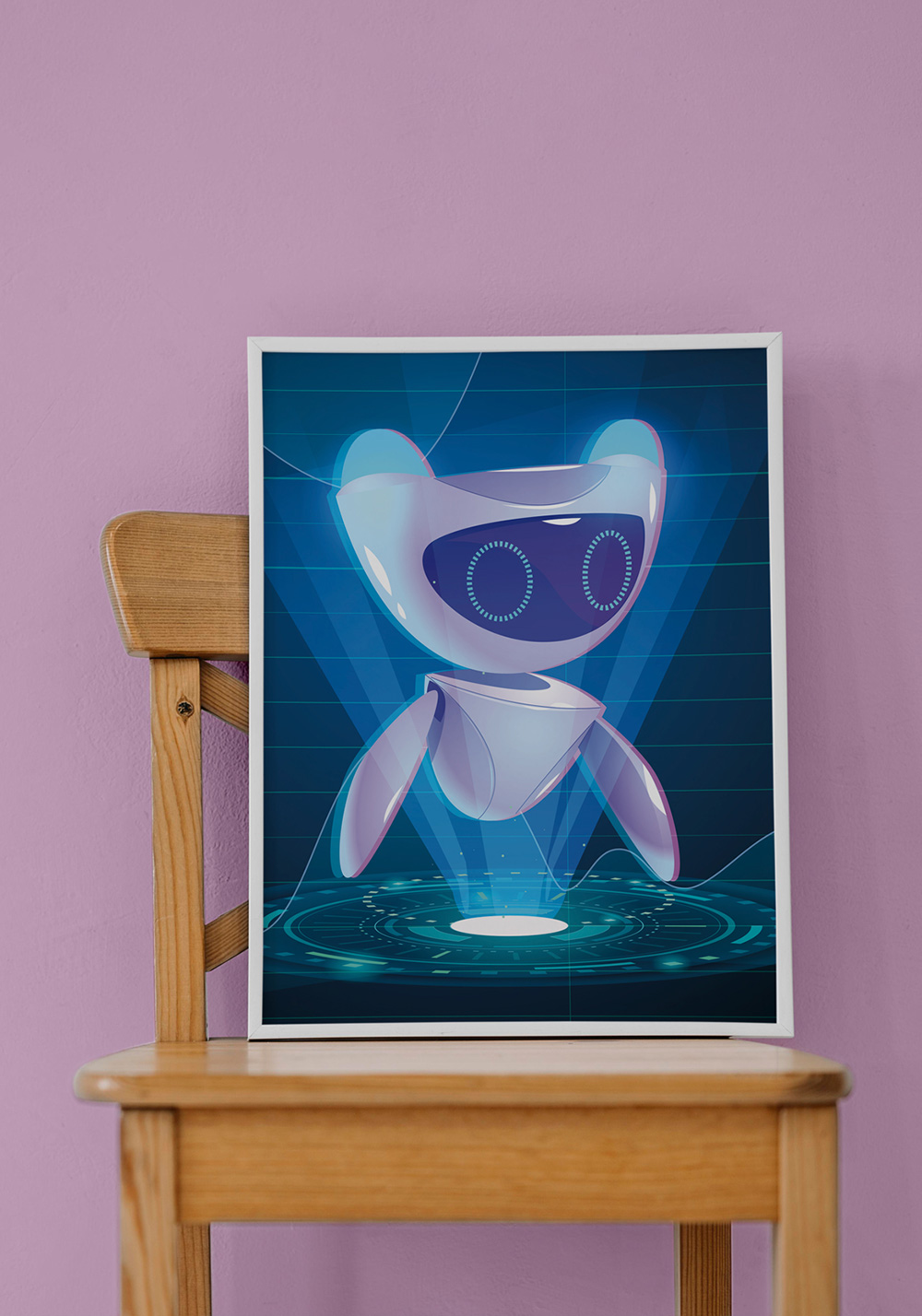 Robot mâle bleu brillant Affiche chambre