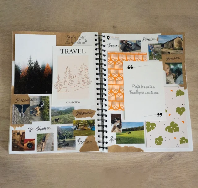Avec ce temps maussade qui nous accompagne, Anaïs avait besoin d’une petite dose de motivation pour bien démarrer l’année. Elle partage donc avec vous son vision board 2025 qui reprend tout ce qui la stimule pour les mois à venir. Rénovation, randonnées et voyages sont au programme !

#visionboard #visionboard2025 #motivation #inspiration #papeterie #diy #cahier #cahierjournal #travauxmanuels #scrapbooking #motifs #travel #objectifs #foret #citation