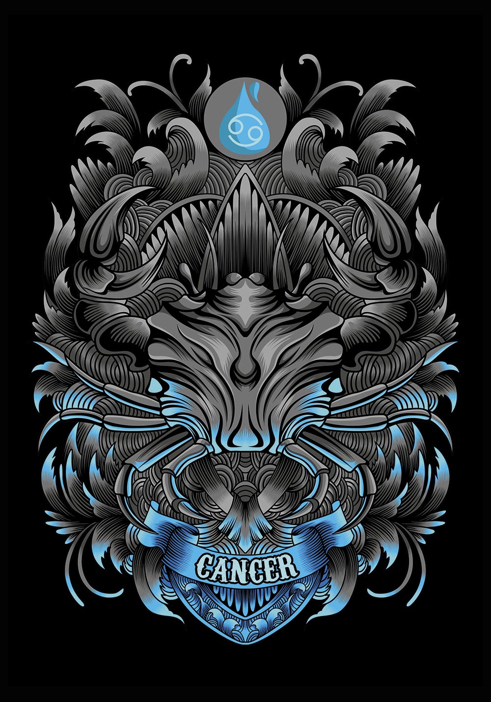 Affiche signe astrologique Cancer 22 juin au 21 juillet Décor murs