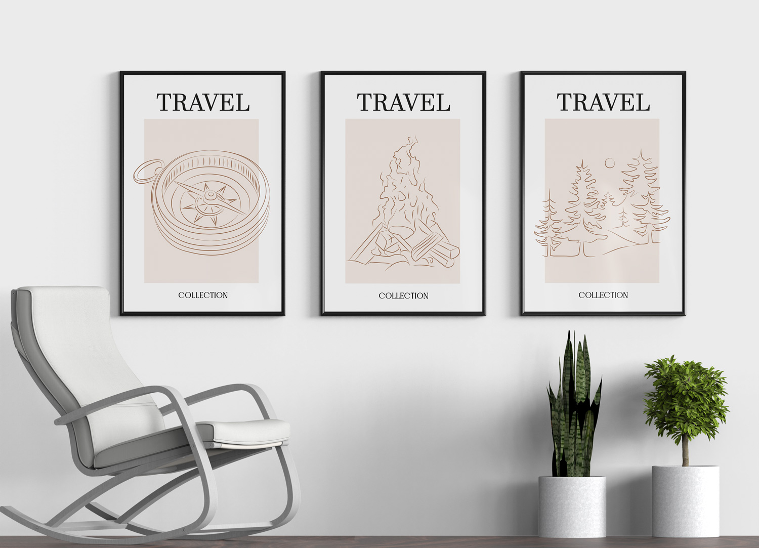 Trois affiches passion randonnée et camping