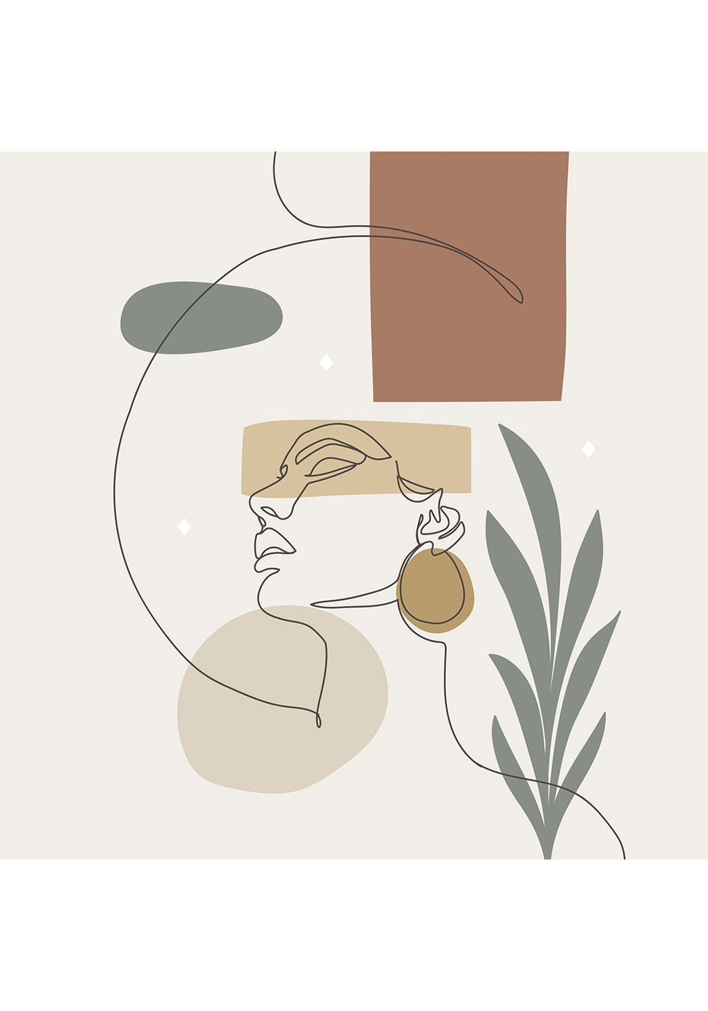 Visage femme plante Boho Affiche