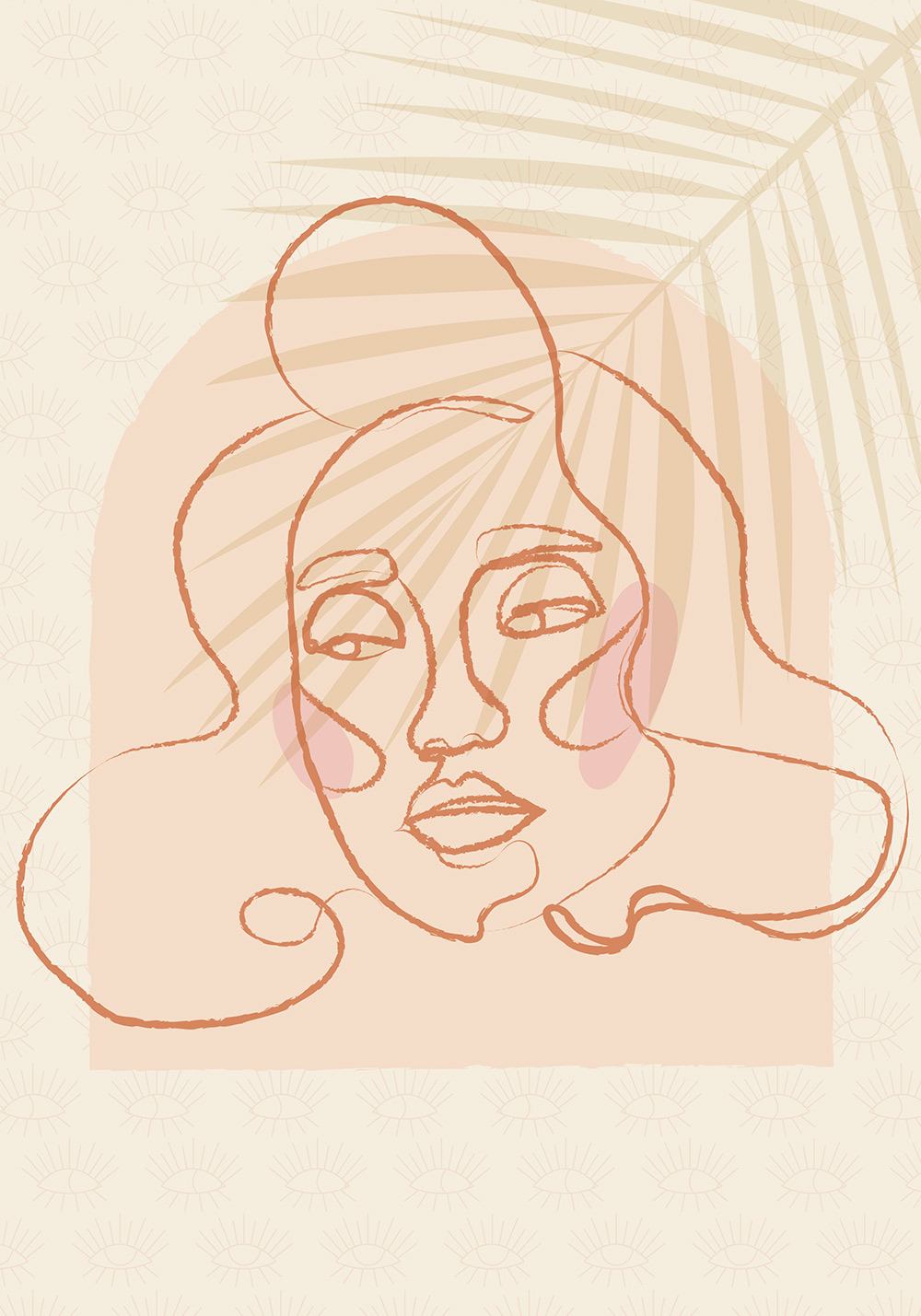 Visage Line art jeune fille Poster mural